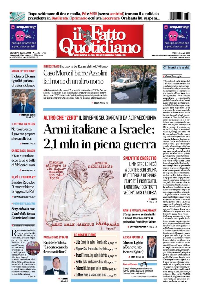 Copertina di giovedì 14 Marzo 2024