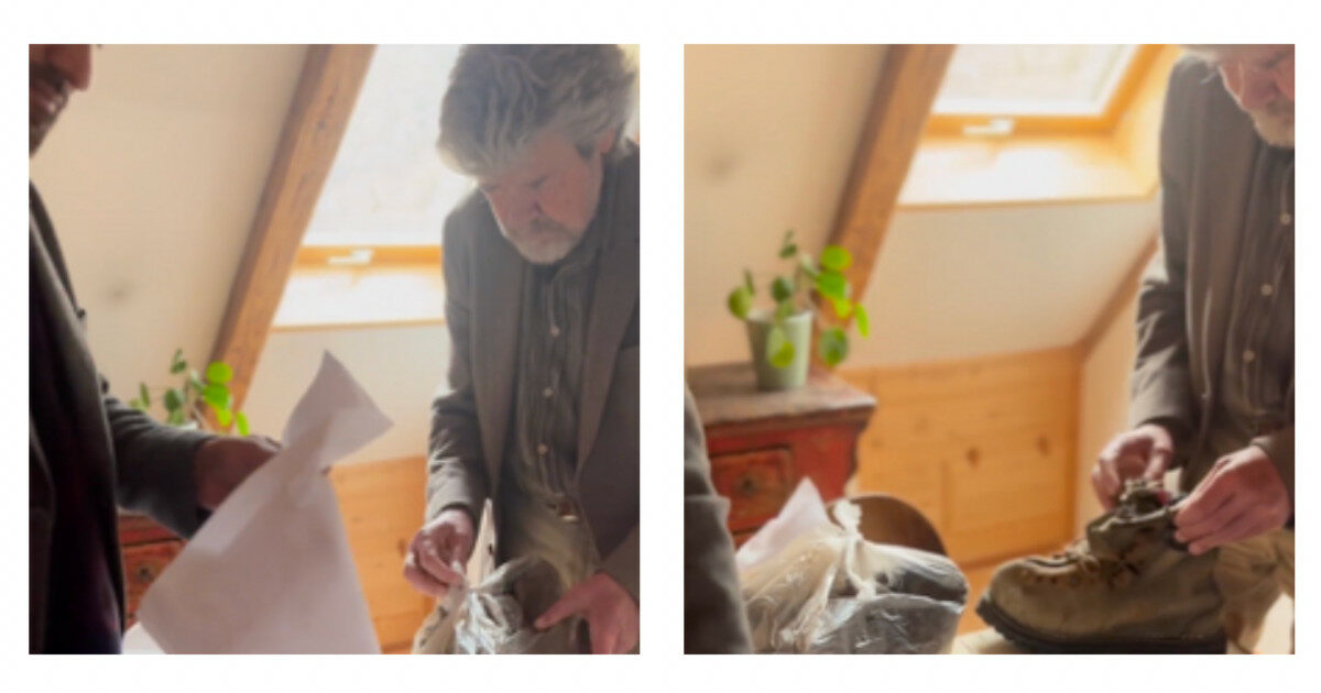 Reinhold Messner tiene in mano lo scarpone ritrovato del fratello morto: “Finalmente smentite le teorie del complotto. Ti penso Günther” – Video