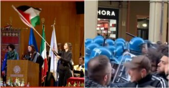 Copertina di “L’Università di Bologna ha le mani sporche di sangue”: il rettore toglie il microfono alla studentessa pro-Gaza