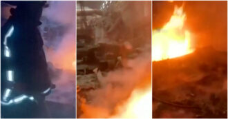 Copertina di Il video dell’ondata di missili russi sulla centrale elettrica ucraina: i vigili del fuoco in azione
