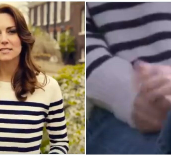 Dalla maglia a righe e l’acconciatura identiche ad un video del 2017 all’anello che “sparisce”: l’annuncio di Kate Middleton nel mirino dei complottisti