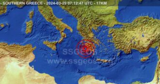 Copertina di Terremoto di magnitudo 5,7 al largo della Grecia: sentito anche in diverse città pugliesi. Una settimana fa un’altra scossa