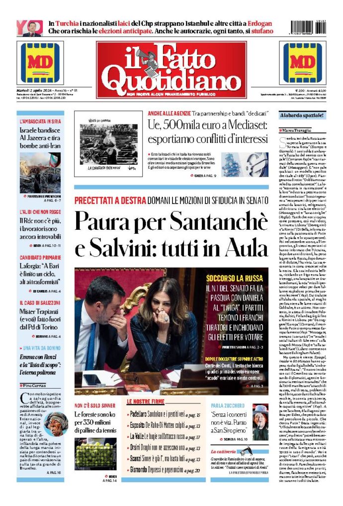 Copertina di martedì 2 Aprile 2024