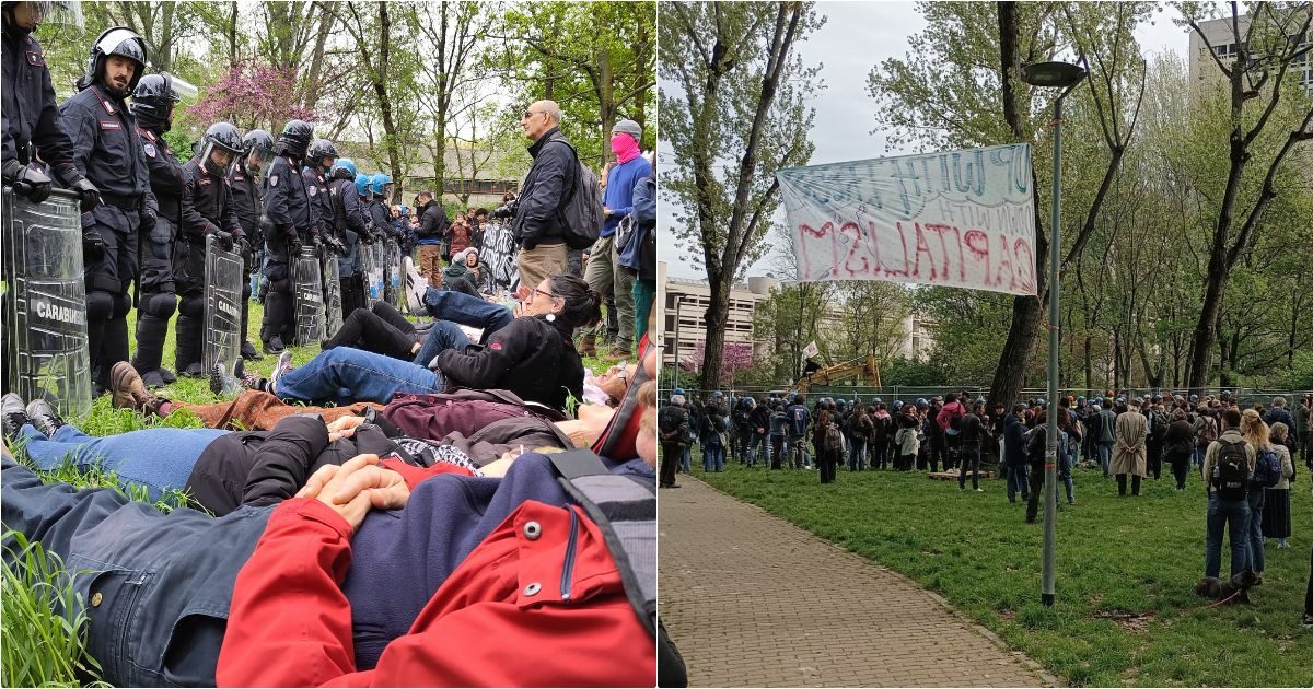 Bologna, tensioni al presidio contro l’abbattimento di alberi per la nuova scuola. Verdi: “Inermi cittadini affrontati con durezza dalla polizia”