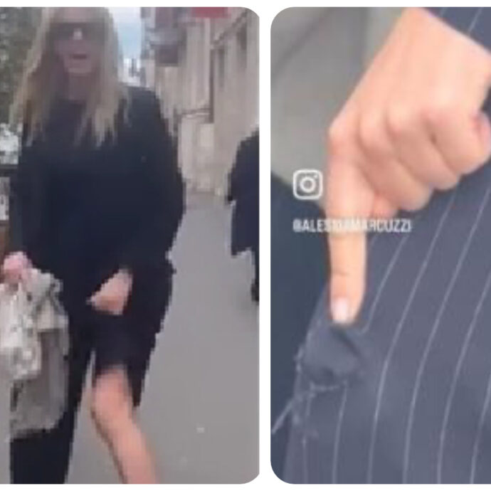 Alessia Marcuzzi cade per terra e mostra i pantaloni bucati – IL VIDEO