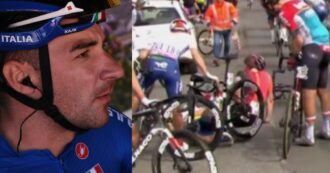 Copertina di Parigi-Roubaix, Elia Viviani in ospedale dopo una maxi-caduta. Coinvolti altri italiani: Milan si ritira, Bettiol riparte