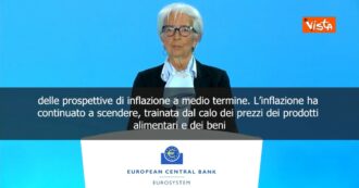 Copertina di La Bce lascia invariati i tassi, l’annuncio di Lagarde: “Confermata la nostra precedente valutazione delle prospettive di inflazione”
