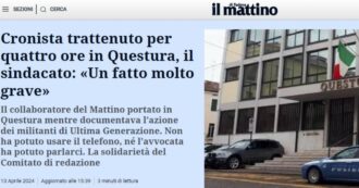 Copertina di La denuncia del Mattino di Padova: “Nostro collaboratore trattenuto in Questura quattro ore”. Il sindacato: “Grave”