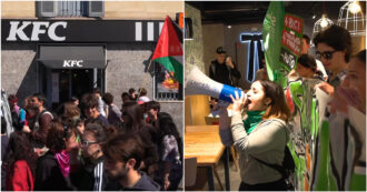 Copertina di Corteo Fridays for Future a Milano, azioni contro McDonald’s e Kfc: attivisti entrano nei locali con la bandiera palestinese – Video