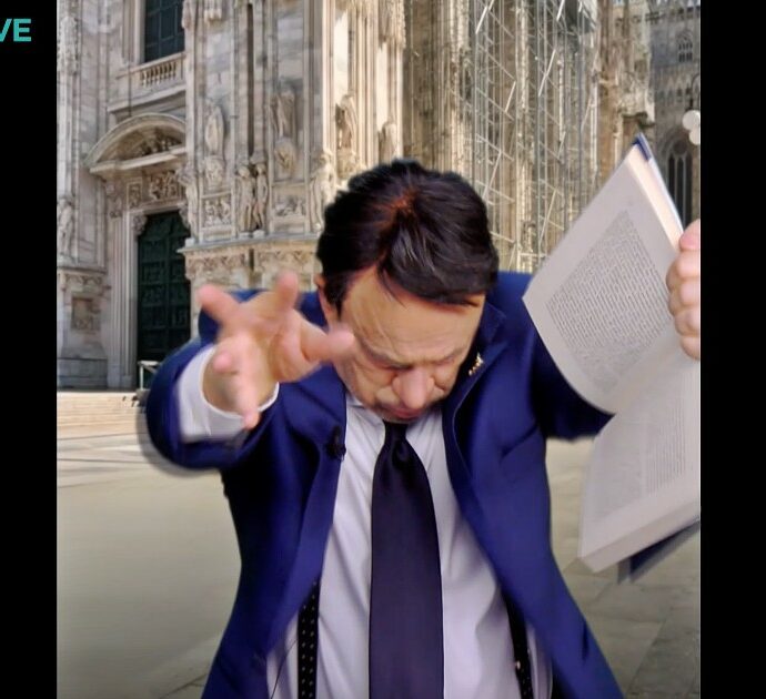 Crozza/Salvini e il suo libro “Controvento”: “Perché dovresti comprarlo? Ci sono 190 pagine di insulti di Bossi…”