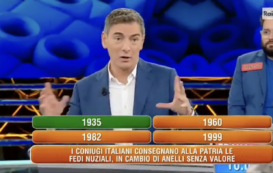 Copertina di Marco Liorni a “L’eredità” elogia l’Oro della Patria del regime fascista: “Un gesto veramente patriottico”
