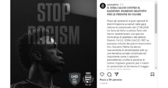 Copertina di Il Sora Calcio contro il razzismo: “Ingresso gratuito a tutte le persone di colore”. L’iniziativa del club di Serie D