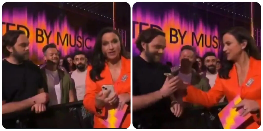 Eurovision Song Contest 2024, imbarazzo durante le prove: la conduttrice prende il cellulare di un fan, ma squilla in diretta l’app per incontri gay