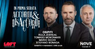 Copertina di Jebreal, Sechi, Montanari, Bonaga ospiti di Sommi ad Accordi&Disaccordi l’11 maggio alle 21.25 su Nove. Con Travaglio e Scanzi