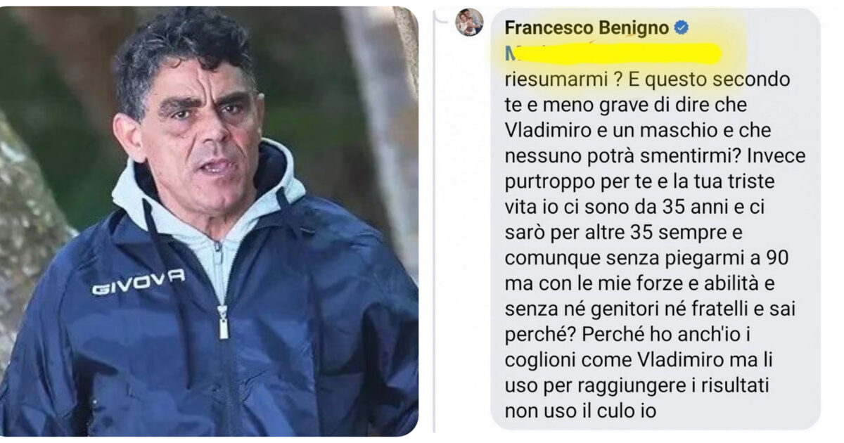 Isola dei Famosi, Francesco Benigno lancia feroci insulti transfobici contro Vladimir Luxuria: “È un maschio, ho i c**lioni come lui”