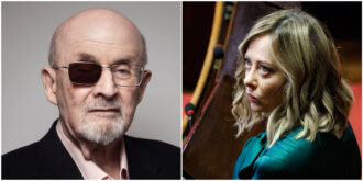 Copertina di Salone di Torino 2024, Salman Rushdie dialoga con Roberto Saviano: “Io attaccato da tutti, anche dal papa. I politici dovrebbero farsi la pelle più dura”