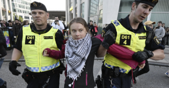 Copertina di Eurovision 2024, la polizia allontana Greta Thunberg e i manifestanti pro Palestina fuori dalla Malmo Arena
