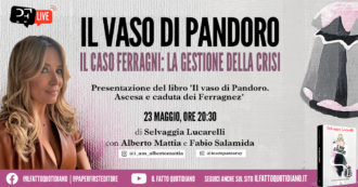 Copertina di “Il caso Ferragni, la gestione della crisi”. Selvaggia Lucarelli presenta il libro: “Il vaso di Pandoro. Ascesa e Caduta dei Ferragnez”