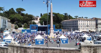 Copertina di Meloni chiude la campagna elettorale a Roma: le immagini di piazza del Popolo piena a metà