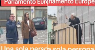 Copertina di Sgarbi è a Sulmona per un comizio ma la piazza è deserta. E l’ex sottosegretario litiga con una persona: “Capra, stai zitto”