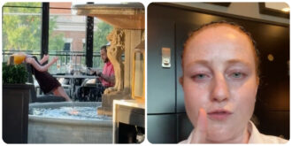 Copertina di Entra al ristorante con una bambola gonfiabile, tenta di metterla seduta e ordina cibo e vino per due – Video