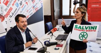 Copertina di L’attivista pro cannabis e candidata Soldo interrompe l’intervista di Salvini e gli consegna una piantina. Il ministro: “La droga è morte”