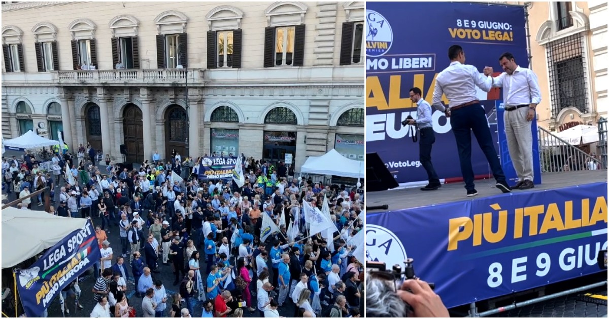 Europee, piazza semivuota per Salvini e Vannacci: la chiusura della campagna della Lega a Roma è un mezzo flop – Video