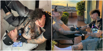 Copertina di “Fedez è un fifone, soffre tanto, si agita. Tananai si presenta con delle mutande improbabili”: Anakin, la star dei tatuaggi dei vip vuota il sacco