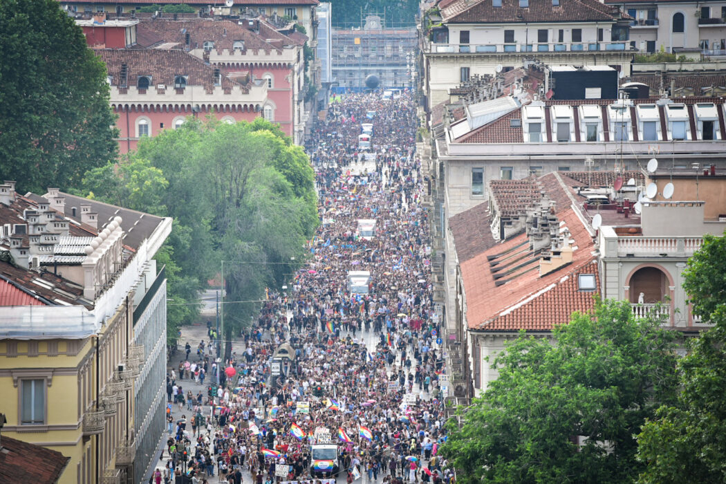 (foto Matteo Secci /LaPresse)

Gay Pride prade in Turin, Saturday,  June 15 2024 (Photo by Matteo Secci / LaPresse)