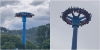 Copertina di Terrore sulla giostra a 360 gradi bloccata: 28 persone intrappolate e sospese a testa in giù per mezz’ora