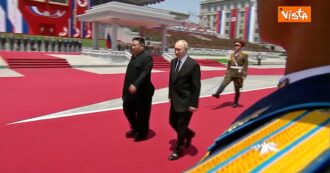 Copertina di Corea del Nord, Kim Jong-un accoglie il presidente russo Putin in piazza Kim Il-sung: le immagini