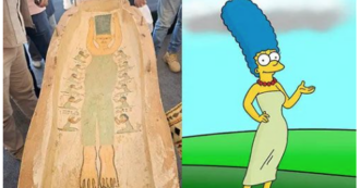 Copertina di “C’è Marge Simpson raffigurata sul sarcofago di una mummia egizia di 3500 anni fa”: l’incredibile ritrovamento