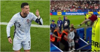 Copertina di Euro 2024, il tifoso vuole un selfie con Cristiano Ronaldo ma vola dalle scale