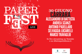 Copertina di Al via ‘Paper Fest. Libri in piazza’ a Carrara: i saluti di Cinzia Monteverdi. A seguire Alessandro Di Battista con il suo ultimo libro. Segui la diretta
