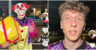 Copertina di Il Clown horror che va in giro a Milano a consegnare un pacco: il mistero è risolto, ecco chi era