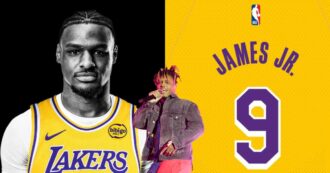 Copertina di Prima il tatuaggio poi la numero 9: l’omaggio in maglia Lakers di Bronny James al rapper americano Juice WRLD