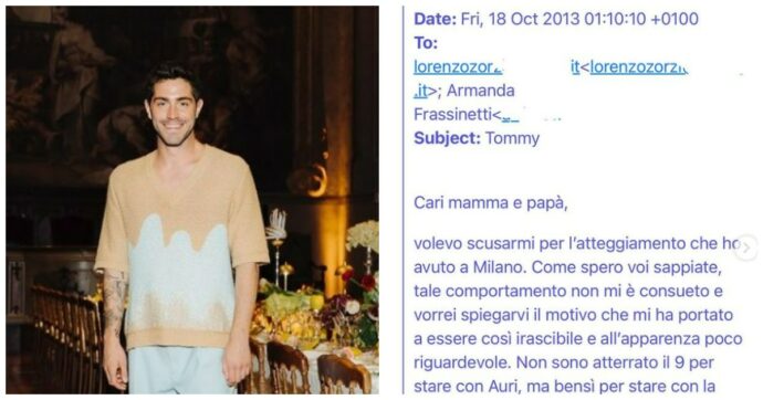 Copertina di Tommaso Zorzi pubblica la mail con cui fece coming out con i suoi genitori: “Amo un ragazzo, so quanto possa essere una delusione”