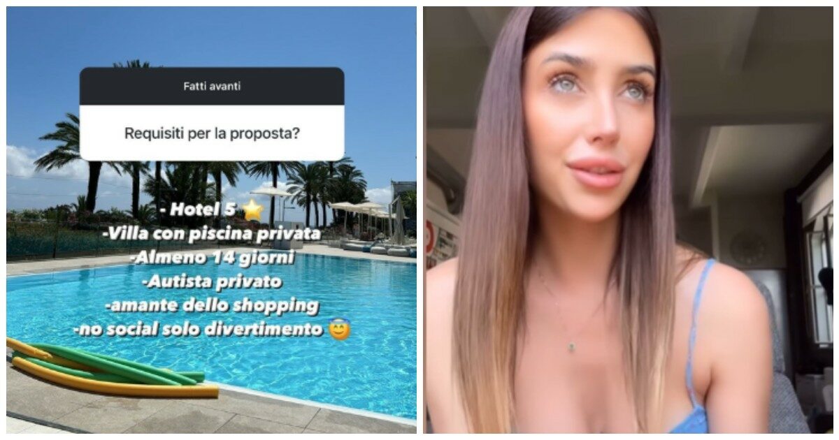 “Se qualcuno vuole invitarmi in vacanza voglio hotel 5 stelle, villa con piscina, autista e shopping”: l’annuncio di Michelle Comi