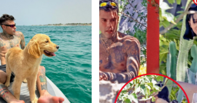 Copertina di Fedez “amoreggia a bordo piscina con una brunetta bella e misteriosa”: finita la storia con la modella Garance Authié? Le foto di Chi