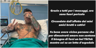 Copertina di “Chi ho accanto ora non sente il bisogno di fare un TikTok mentre sono su un letto d’ospedale”: Fedez lancia una frecciatina all’ex Chiara Ferragni?