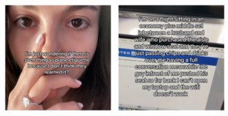 Copertina di “Mi sono trovata seduta tra marito e moglie in aereo, non avete idea di com’è stato il volo”: il racconto della tiktoker Malia