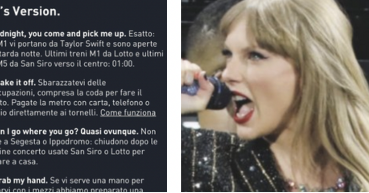 Non sai come organizzare gli spostamenti per il concerto di Taylor Swift? “Prendimi per mano”: la tabella (utile) di ATM