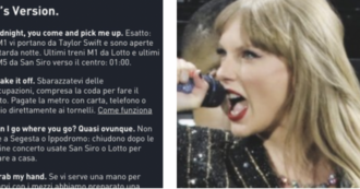 Copertina di Non sai come organizzare gli spostamenti per il concerto di Taylor Swift? “Prendimi per mano”: la tabella (utile) di ATM