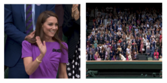 Copertina di Kate Middleton arriva a Wimbledon sorridente insieme alla piccola Charlotte (video). Intanto William e George volano a Berlino