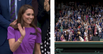 Copertina di Kate Middleton arriva a Wimbledon sorridente insieme alla piccola Charlotte (video). Intanto William e George volano a Berlino