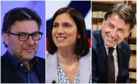 Copertina di Giuseppe Conte, Elly Schlein e Giancarlo Giorgetti insieme alla Partita del Cuore contro la Nazionale Cantanti per la raccolta fondi benefica