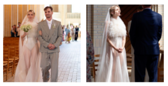 Copertina di “La sposa non può entrare in chiesa con quelle mutande”, “È solo un edificio, può vestirsi come vuole”: l’abito della designer Pernille Rosenkilde scatena i commentatori