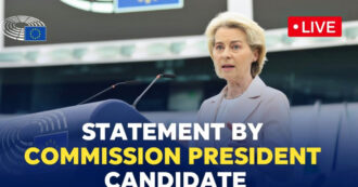 Copertina di Commissione Ue, il discorso di von der Leyen al Parlamento europeo prima del voto per la presidenza: la diretta