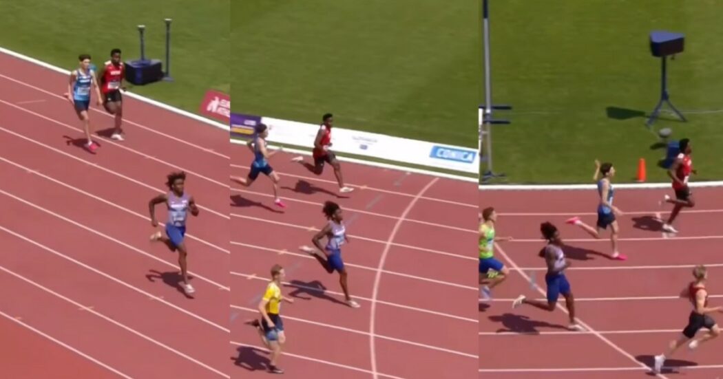 Rallenta alla Bolt, ma fa male i calcoli: il 16enne prodigio Odey-Jordan viene superato sul finale e perde nei 200 metri – Video
