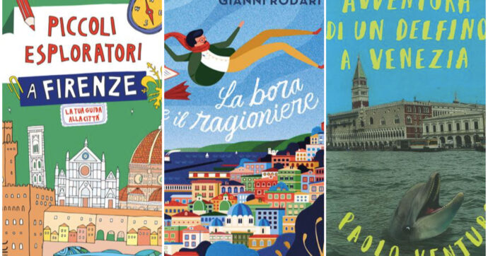 Copertina di 10 libri per bambini da leggere sotto l’ombrellone: da “Piccoli esploratori a Firenze” ad “Avventura di un delfino a Venezia”